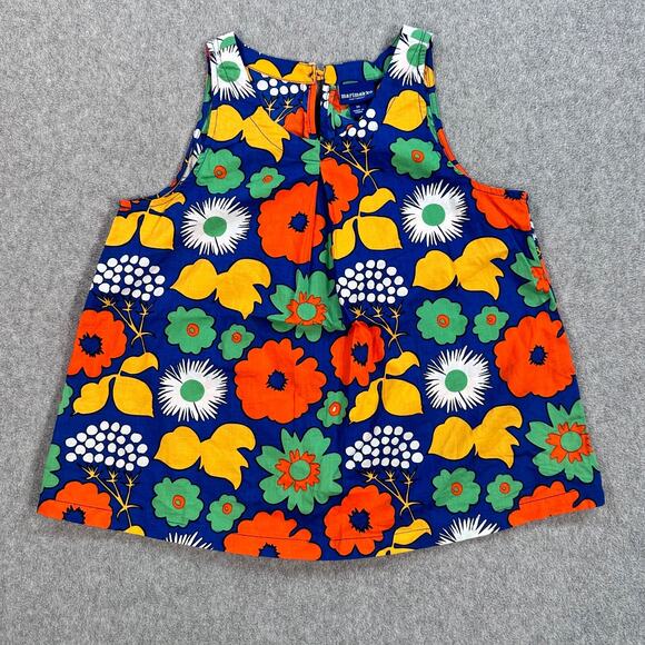 Marimekko For Target Girls Sleeveless Blouse Size Medium Retro Floral Blue Orang - Picture 1 of 9